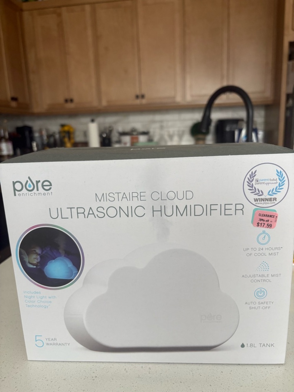 pureenrichment MistAire Cloud Ultrasonic Humidifier - White Cloud